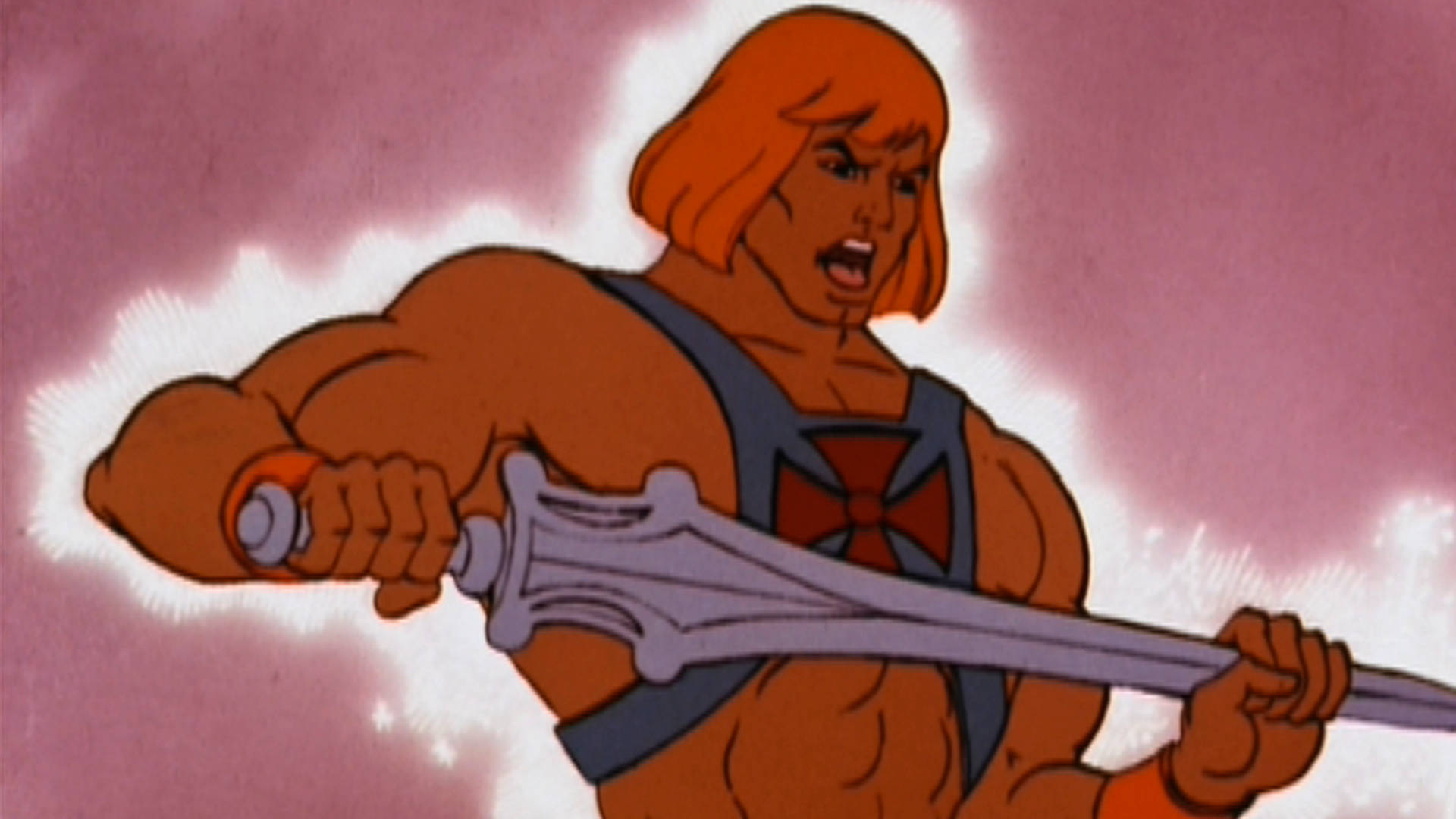 He-man In An Action Pose With The Masters Of The Universe At The Backdrop. Background