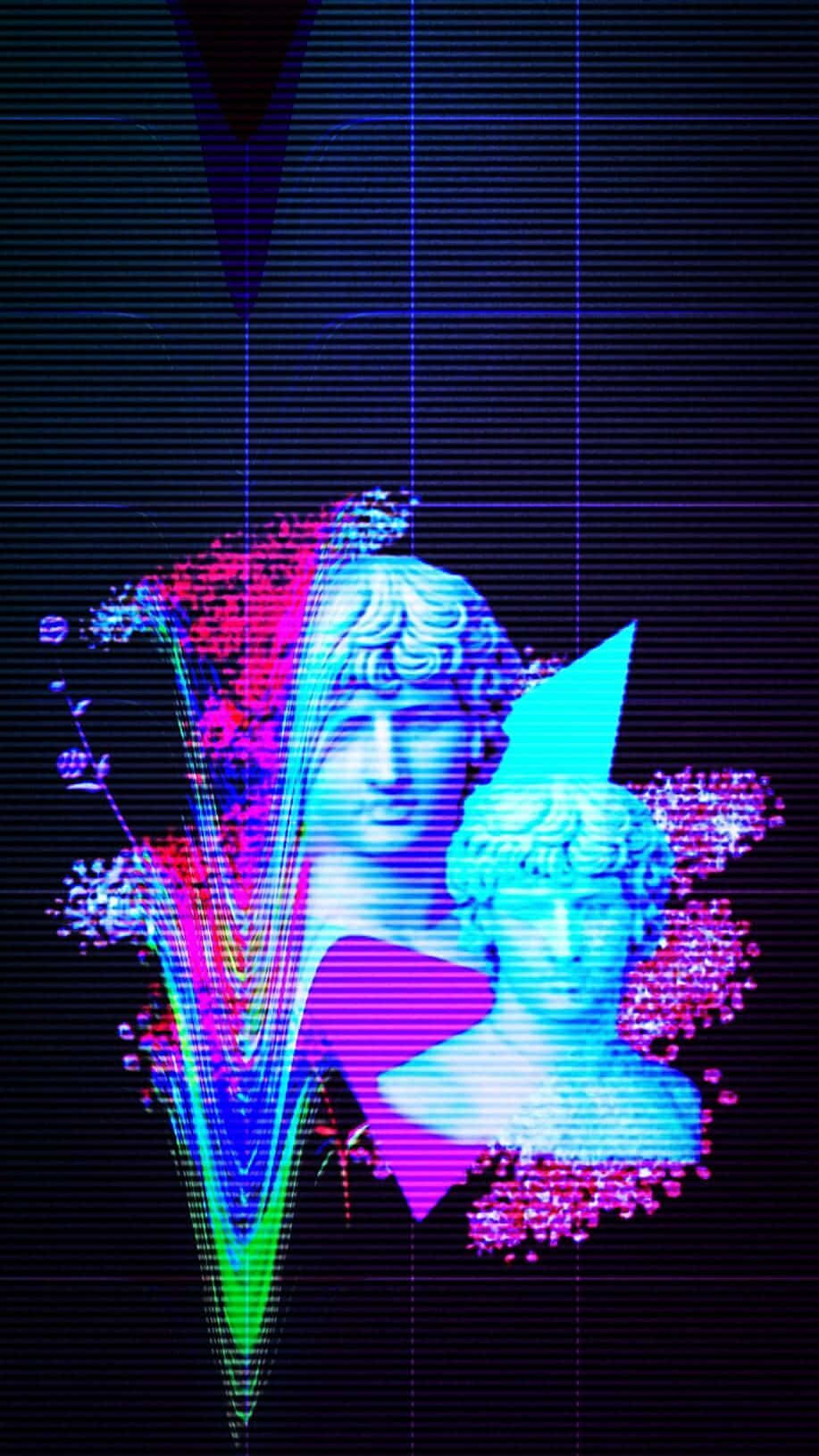 Head Statues 80s Aesthetic Glitch Graphic Art