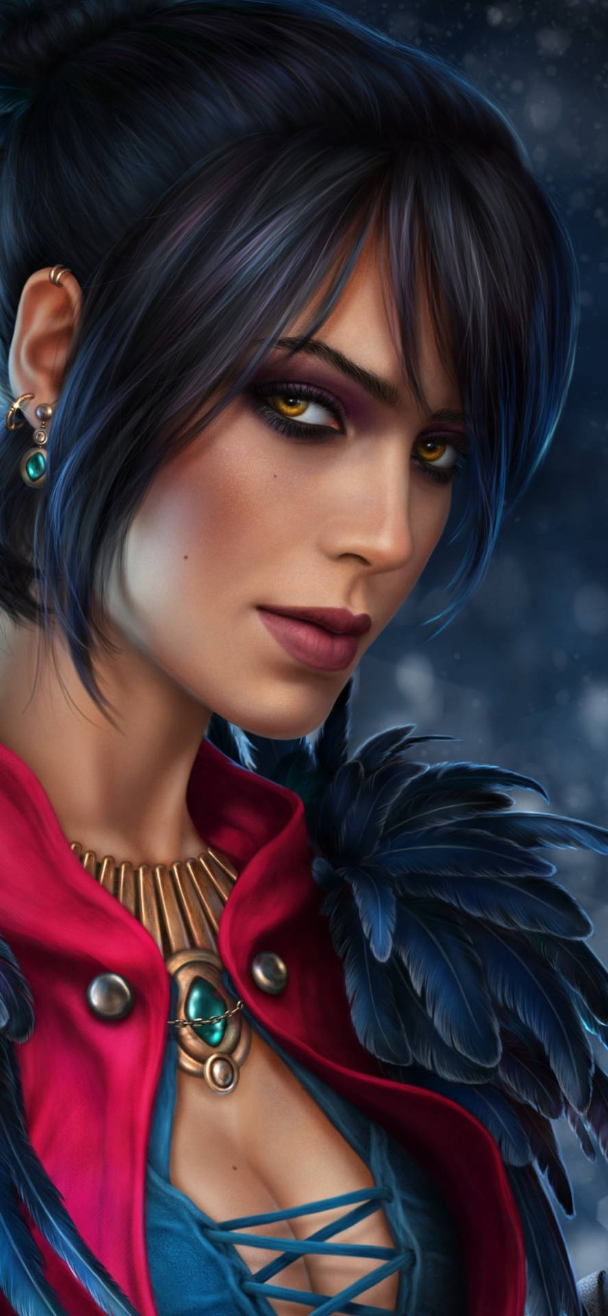 Headshot Of Morrigan In Dragon Age Phone Background