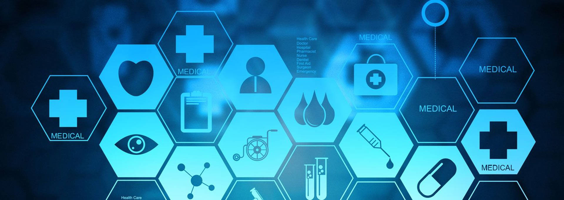 Healthcare Icons Hexagon Background