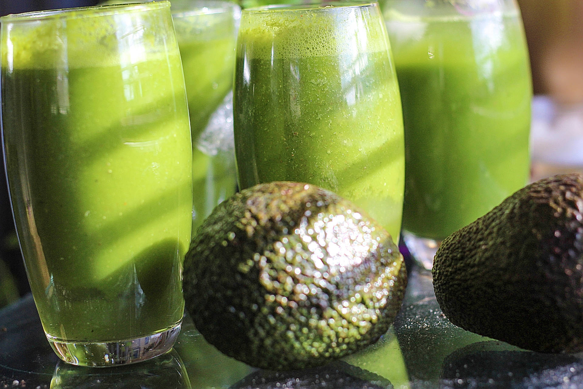 Healthy Avocado Drink And Fruit Background