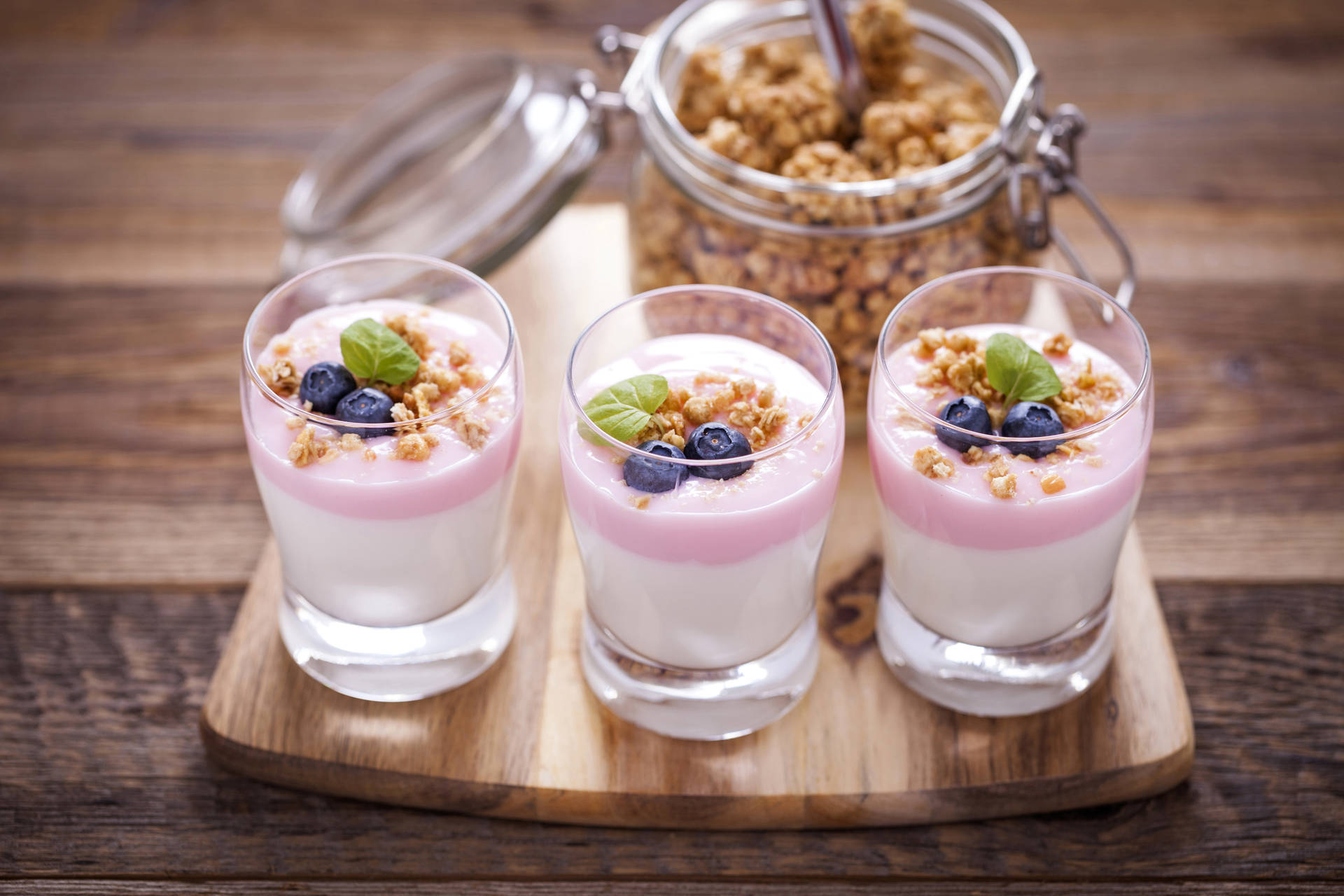 Healthy Breakfast: Yogurt With Granola Background