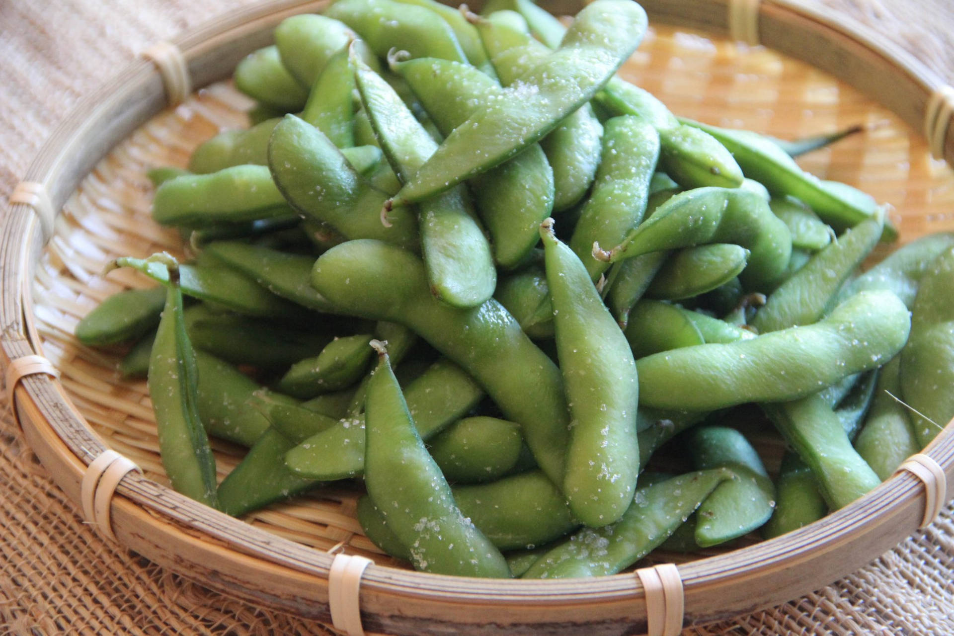 Healthy, Delicious Salted Edamame Beans Background