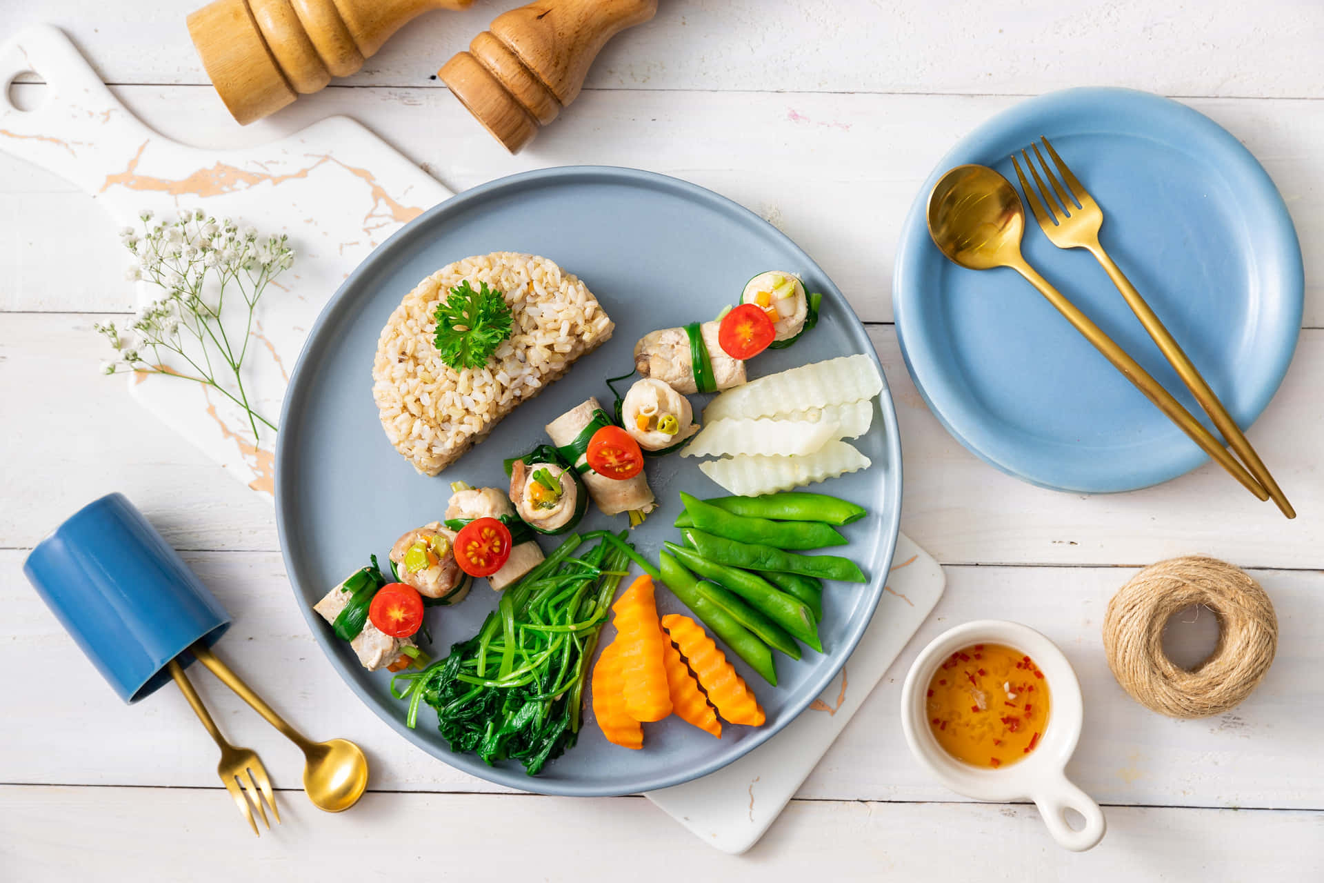 Healthy Food Served Background