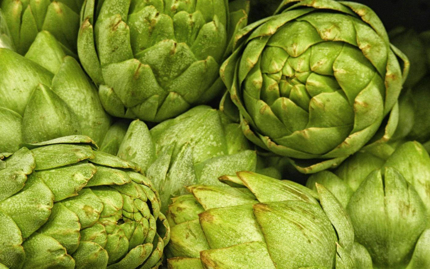 Healthy Green Artichoke Vegetables Macro Shot Background