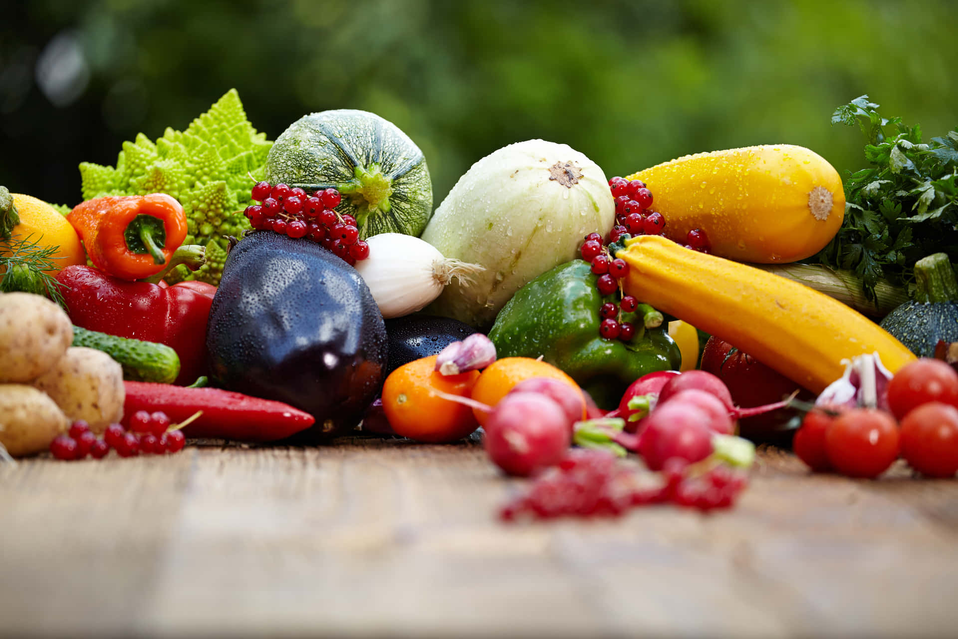 Healthy Harvest Of Fruits And Vegetables Background