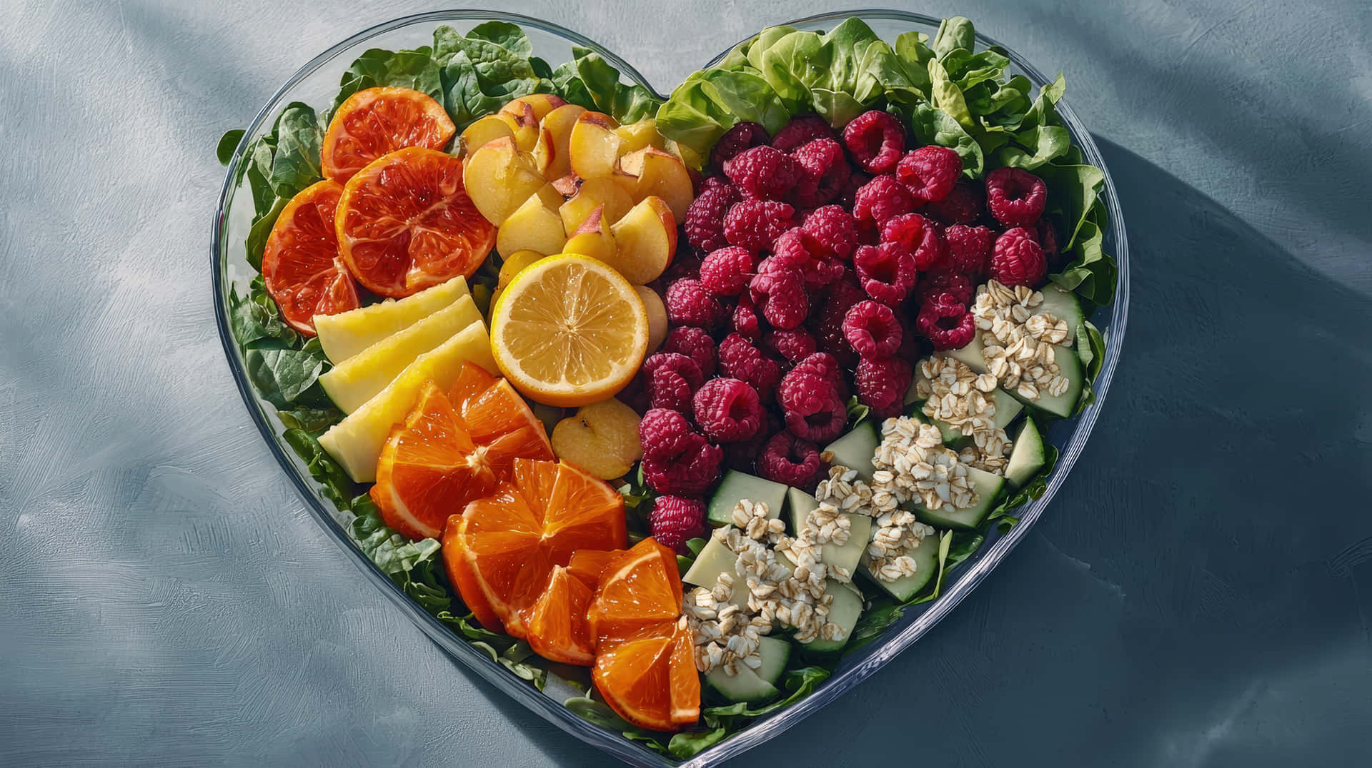 Healthy Heart-shaped Bowl With Fresh Fruits, Vegetables, And Nuts For A Nutritious Diet