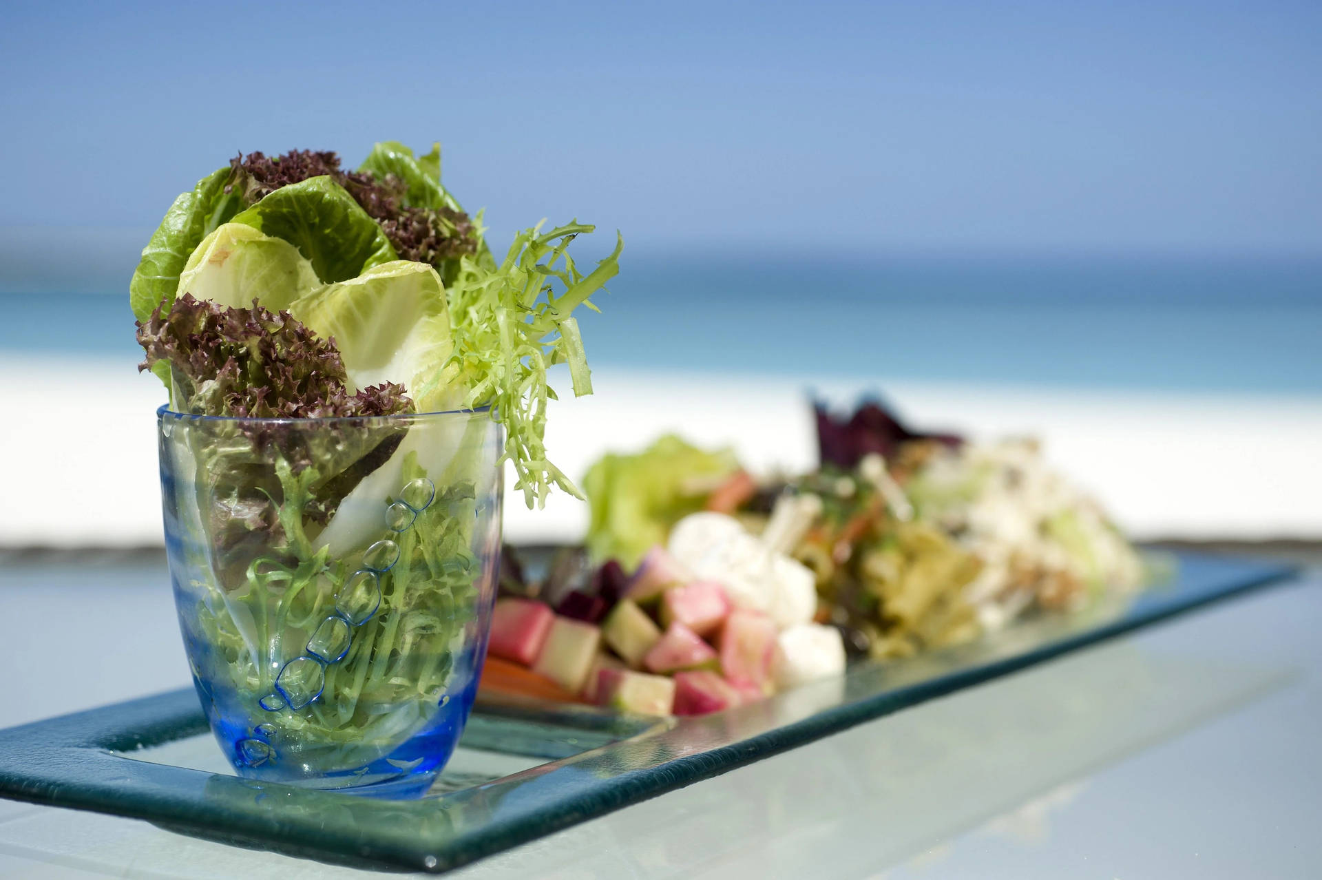 Healthy Lunch On The Beach Background