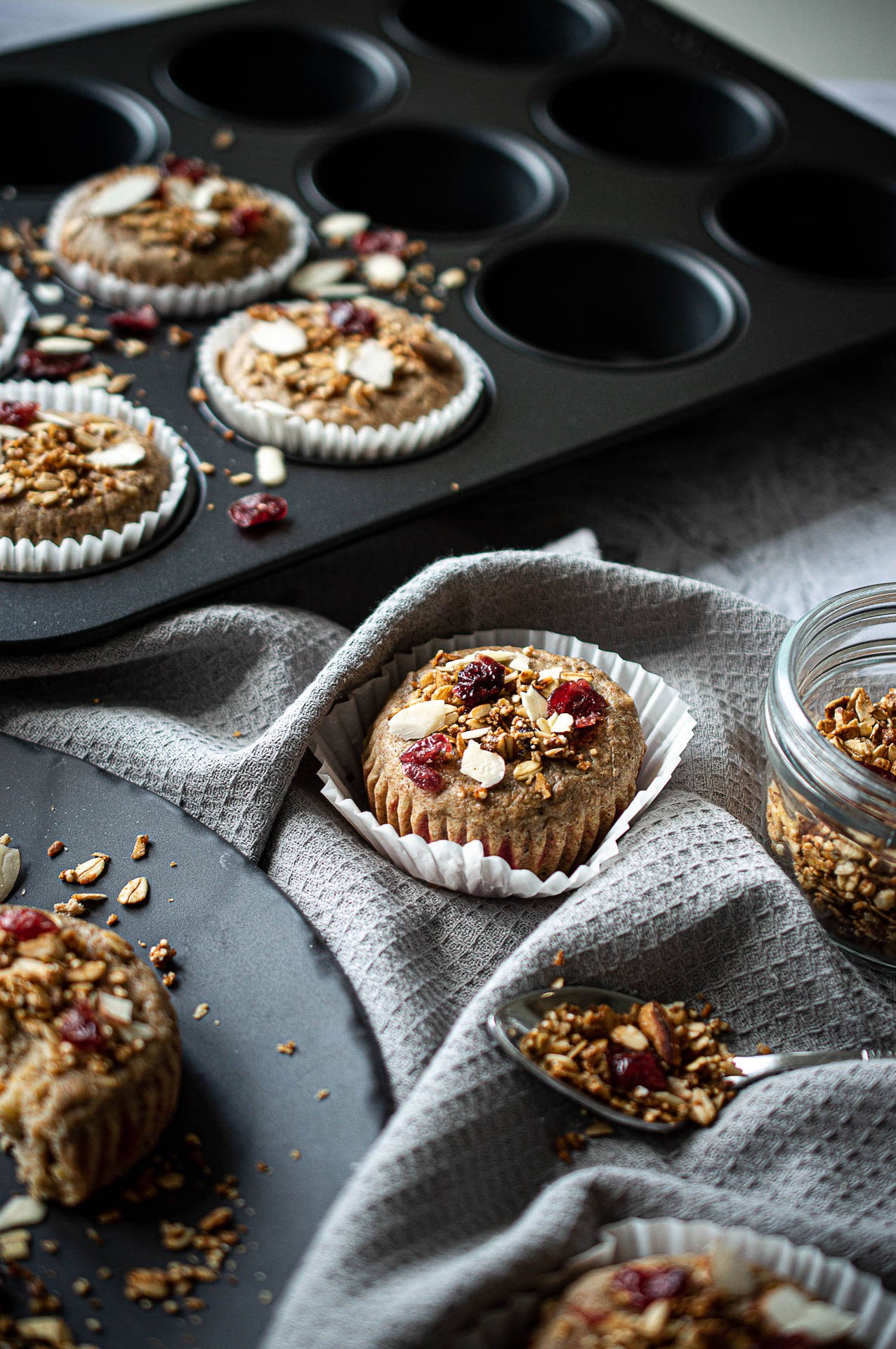 Healthy Muffins On Tray Background