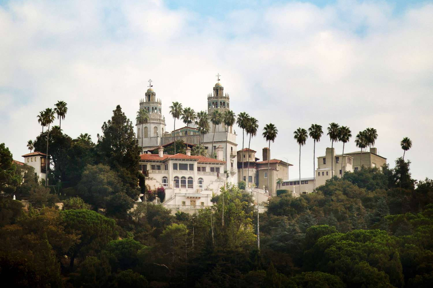 Hearst Castle's Towers With Coconut Trees