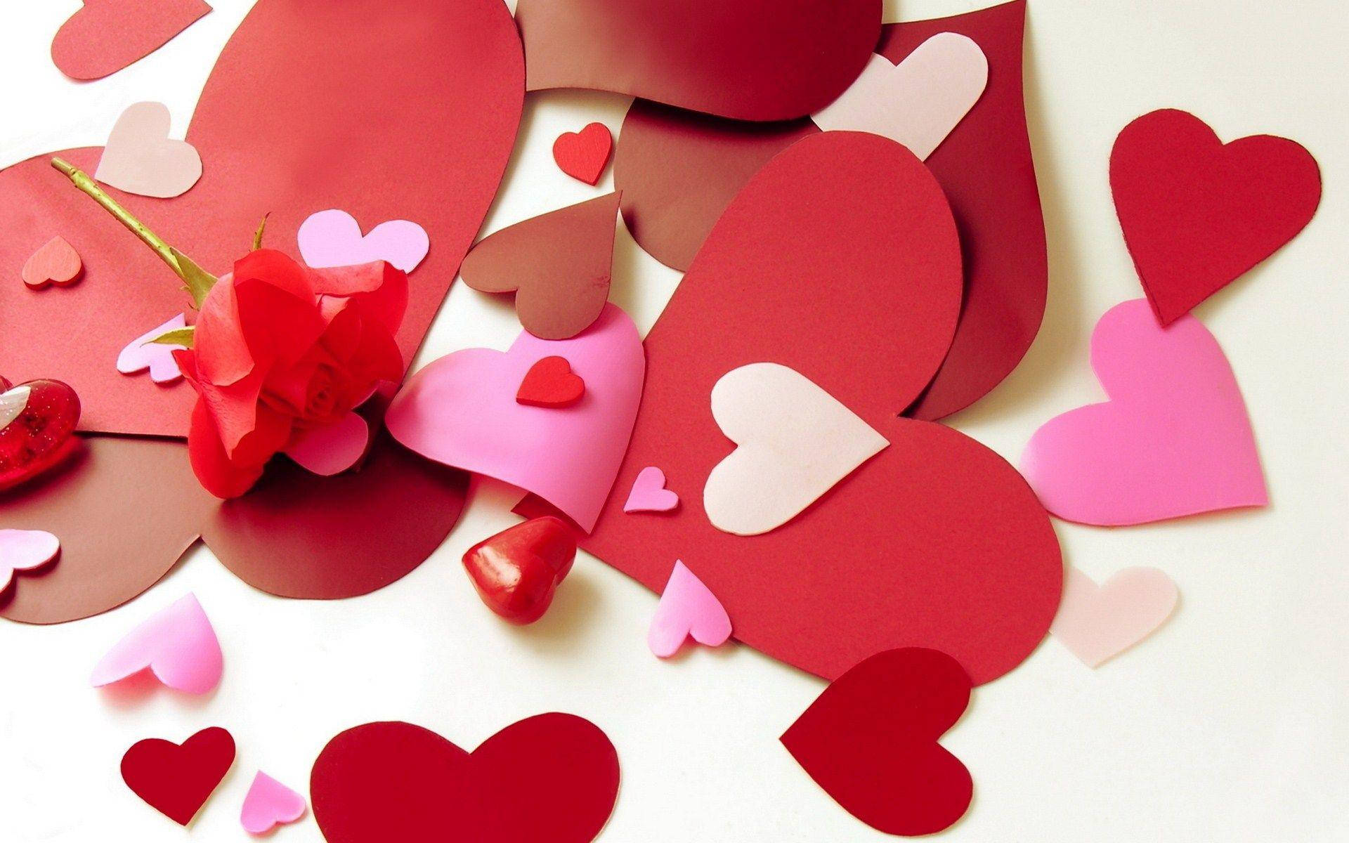 Heart Aesthetic Paper And Red Rose Background