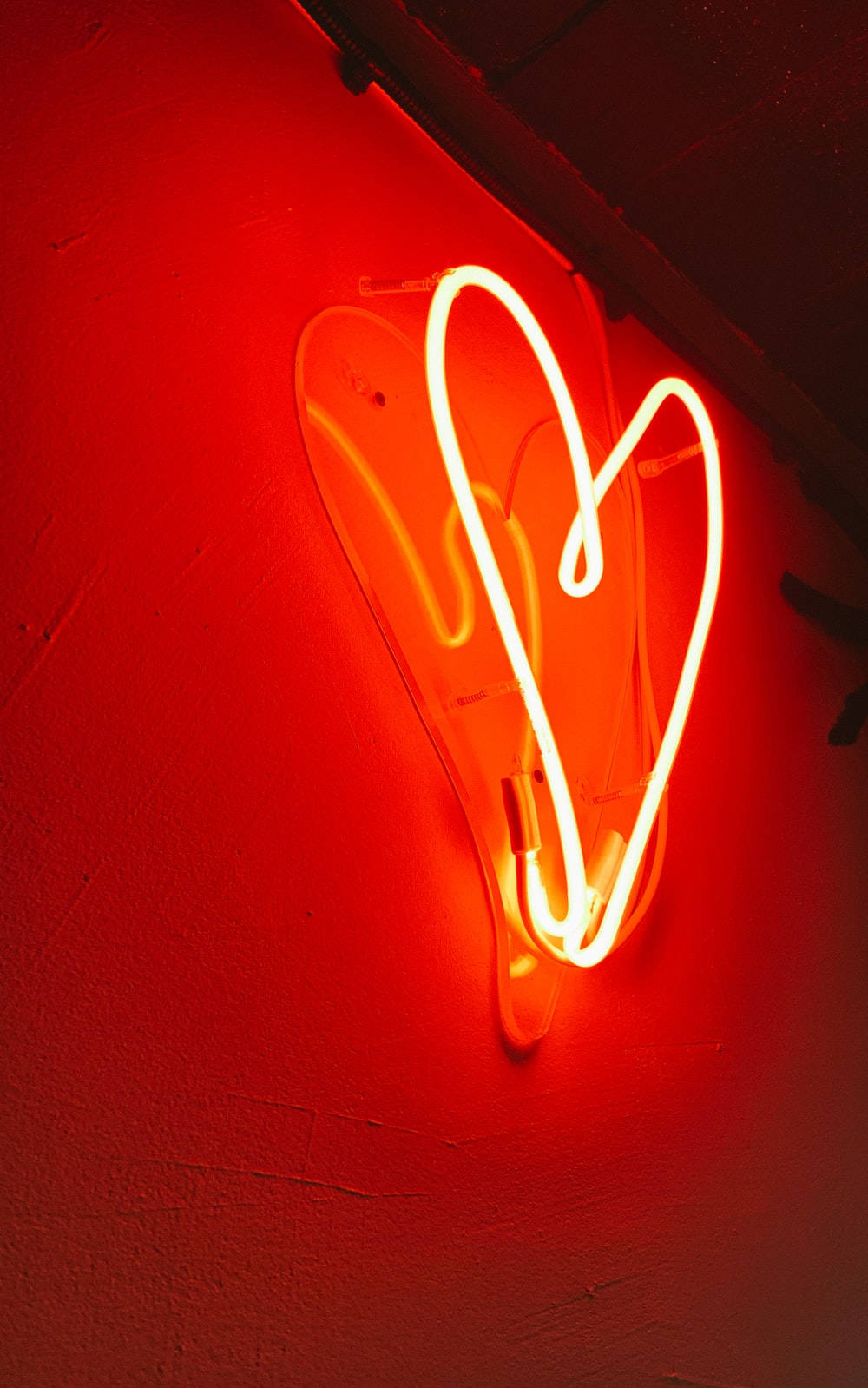 Heart Aesthetic Red Neon Light Background