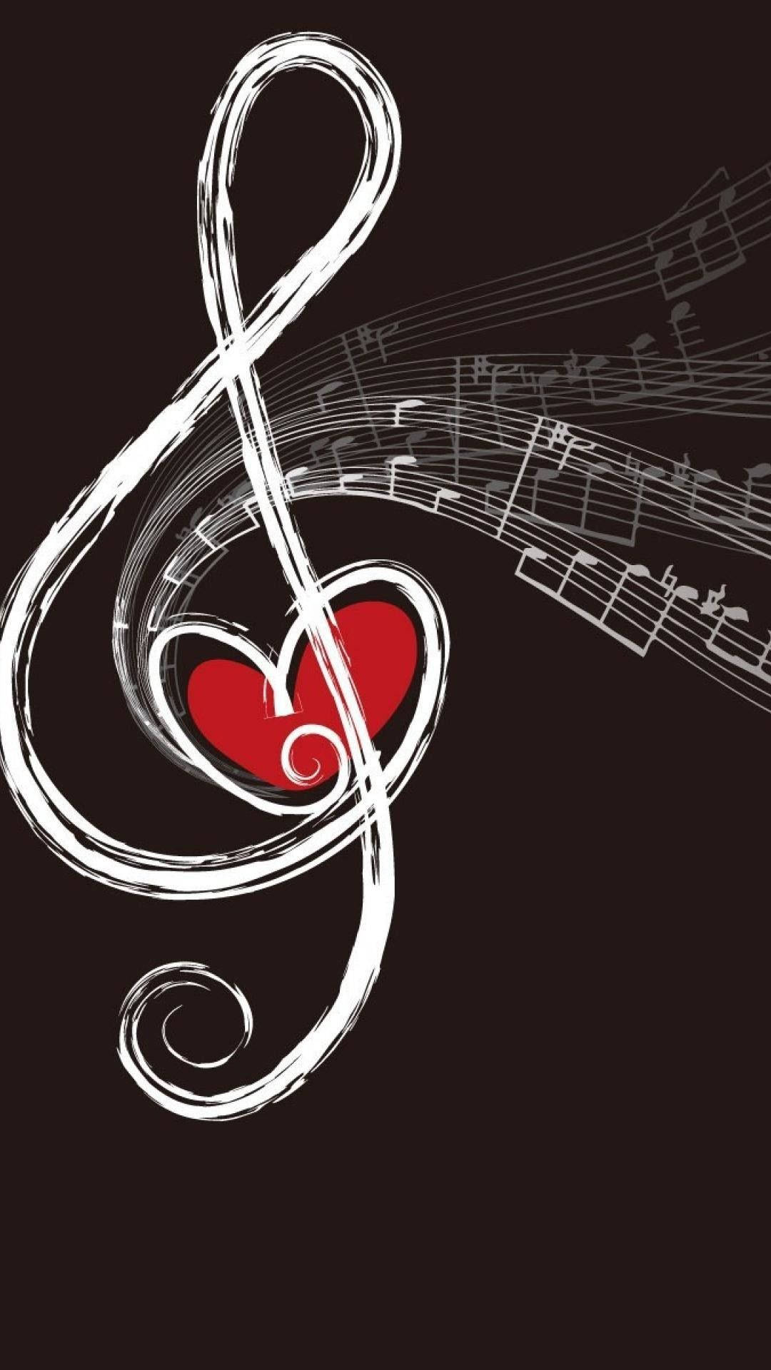 Heart And Notes For Music Phone Background