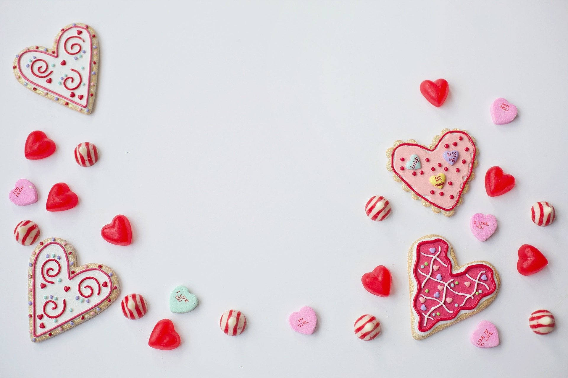 Heart Biscuits Valentines Day Desktop Background