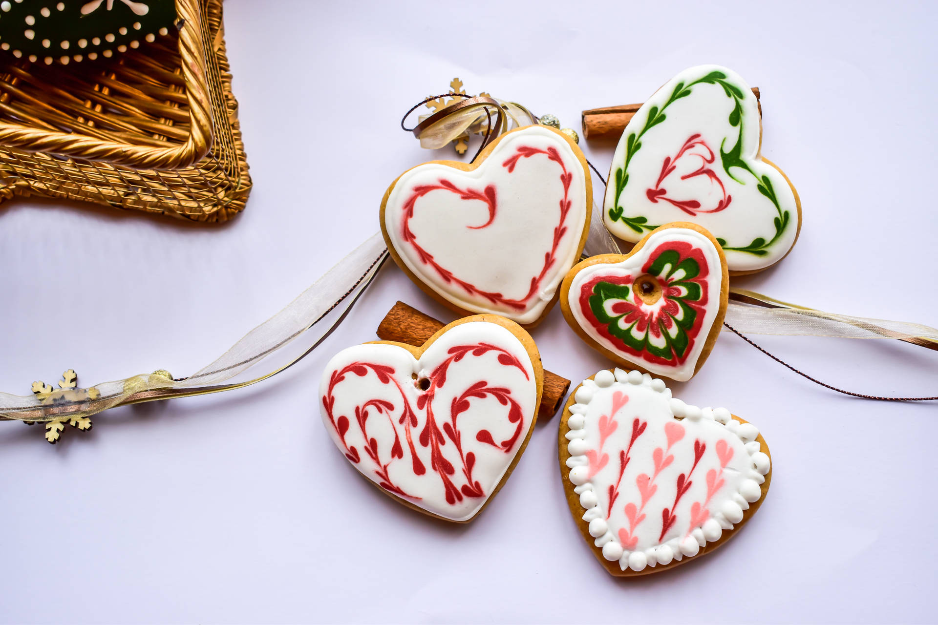 Heart Christmas Cookies Background