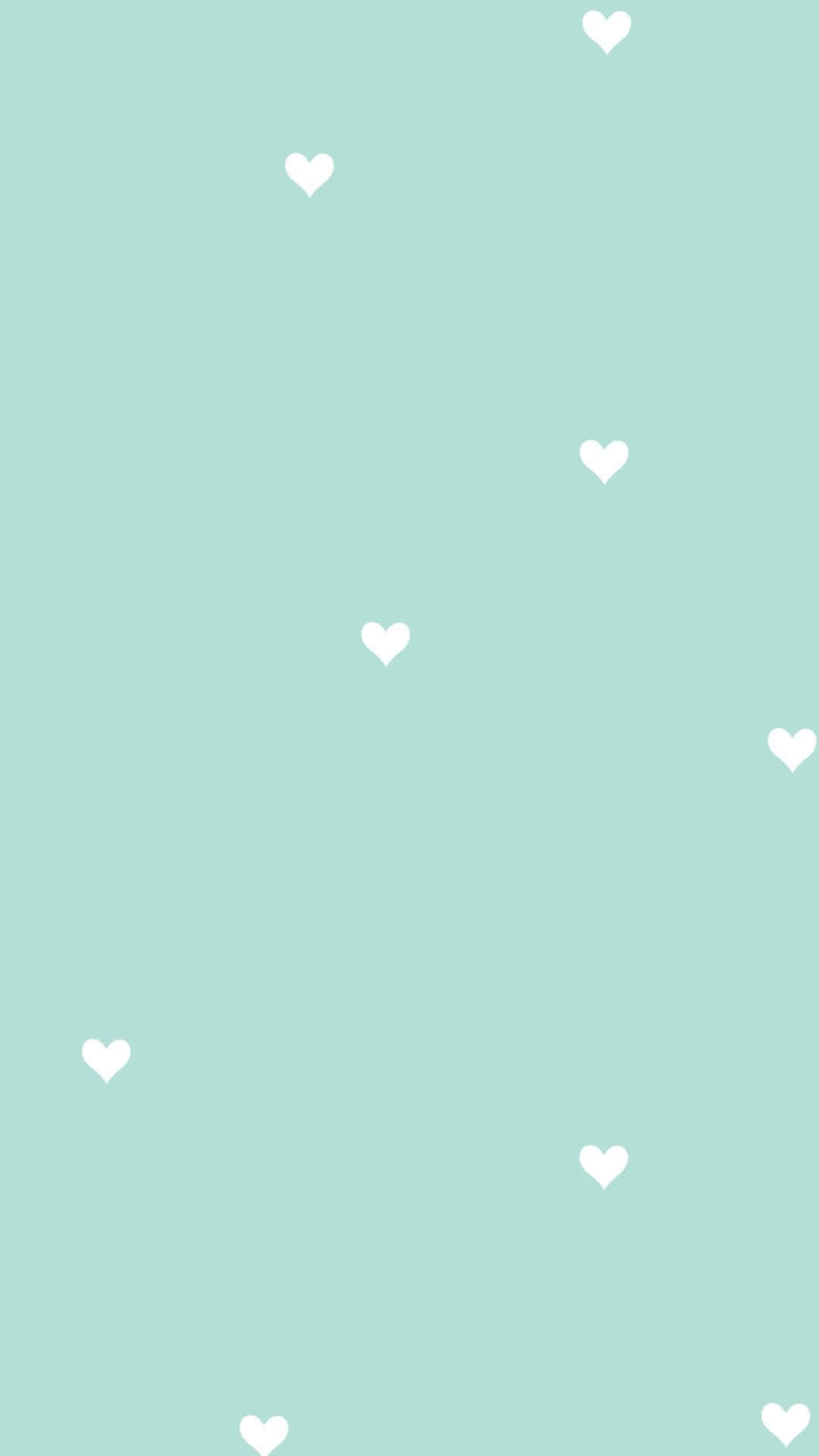 Heart Cute Mint Green Aesthetic Background