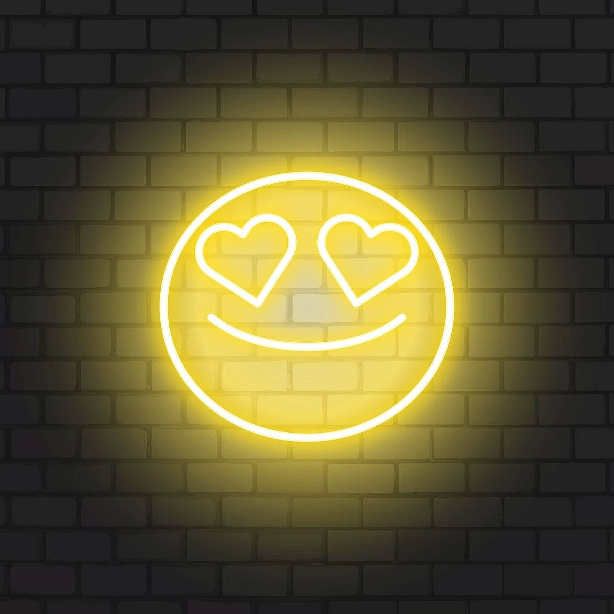 Heart Eyes Neon Smile Background