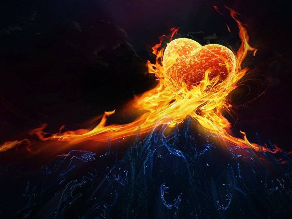 Heart Fire Background Background