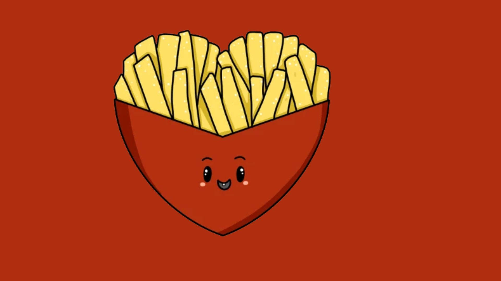 Heart French Fries Art Background
