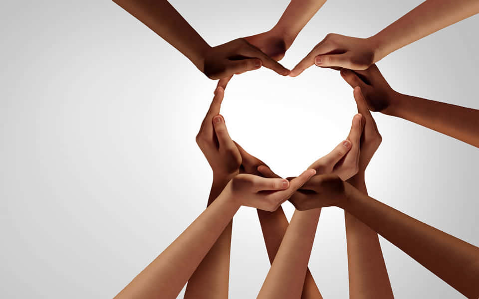 Heart Hands Uniting Against Racism Background