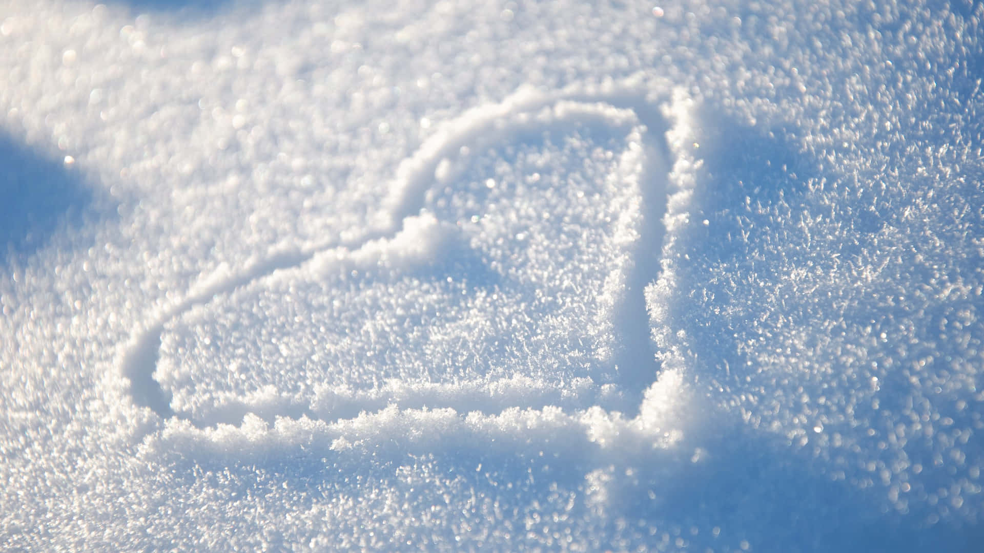 Heart In Snow Sunlight Glitter Background