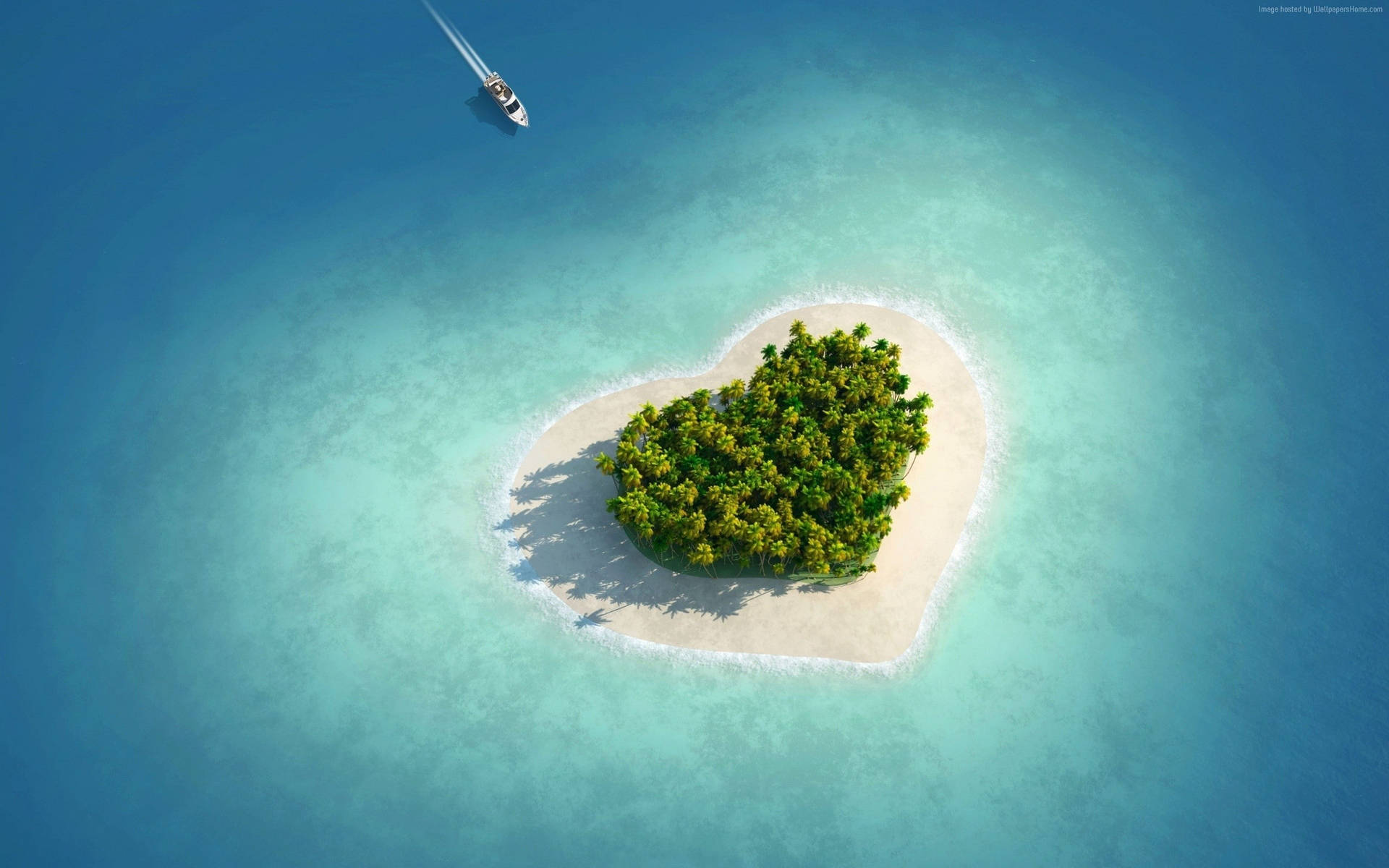 Heart Island Love Full Hd Background