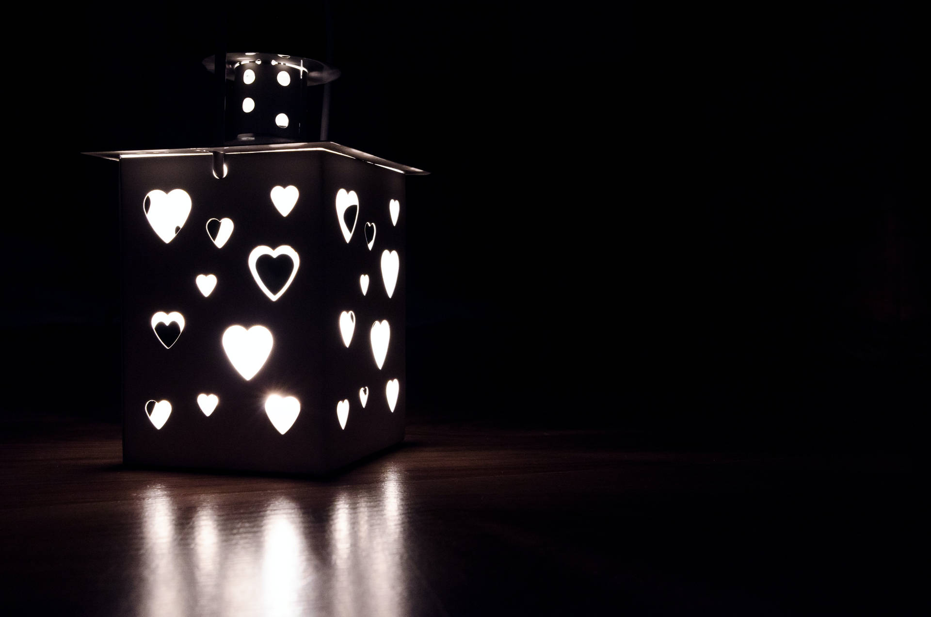 Heart Lantern Love Black And White Background