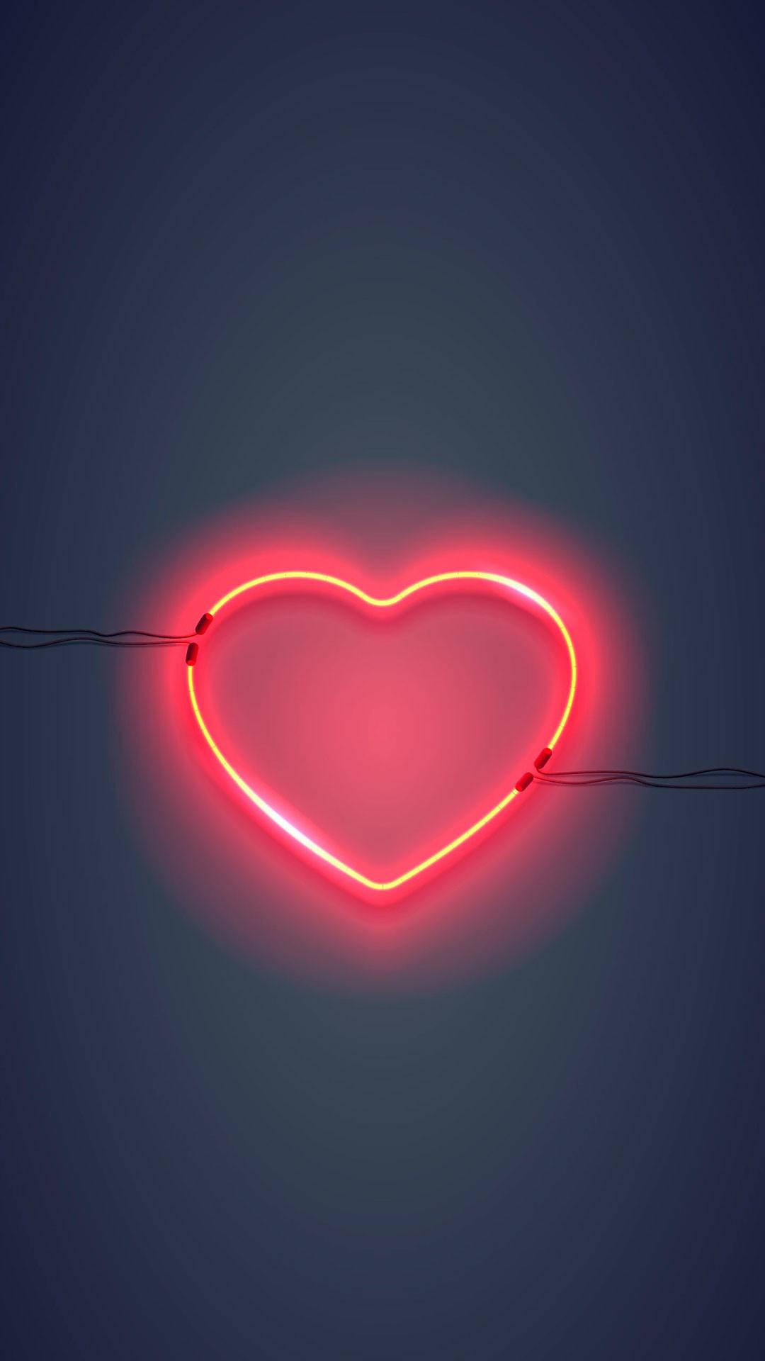 Heart Led Neon Light Red Iphone Background