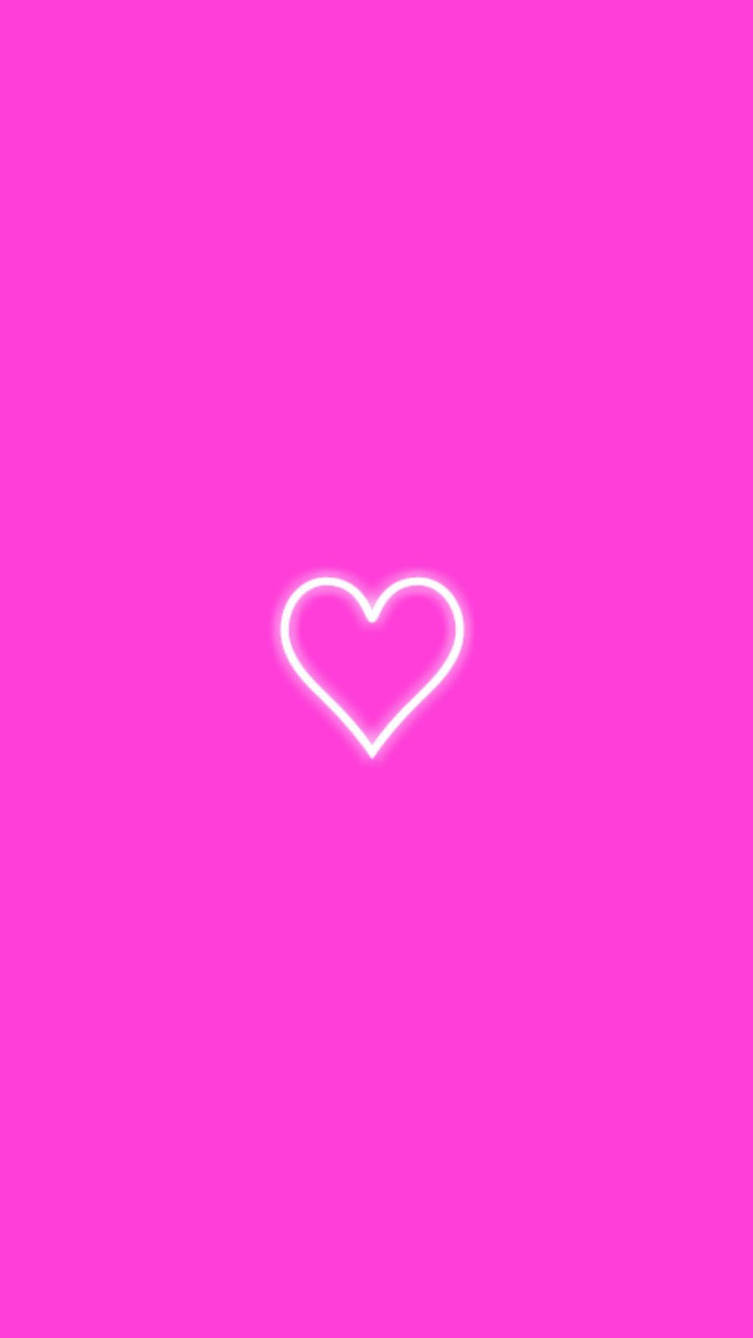 Heart Line Art In Neon Pink