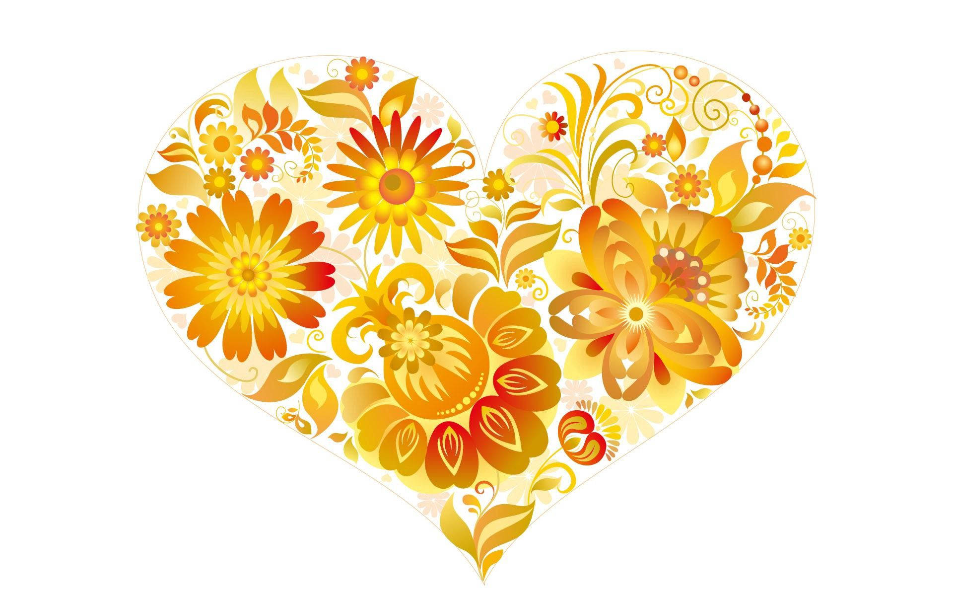 Heart Made Of Yellow Flowers Background