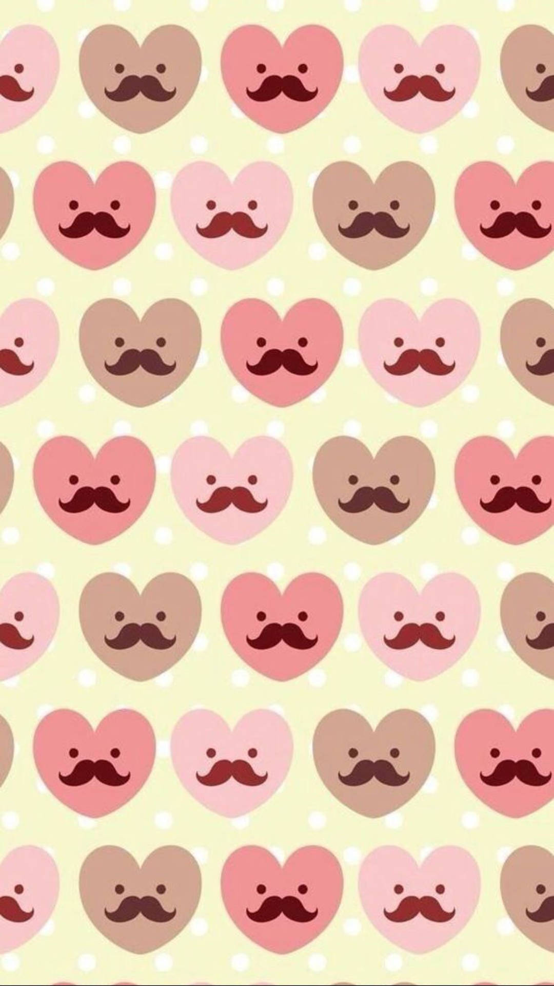 Heart Mustache Tan And Pink Iphone Background