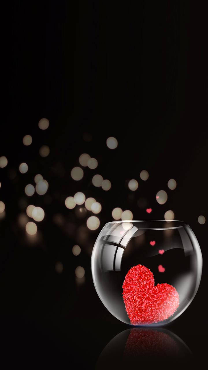 Heart On A Glass Love Phone Background