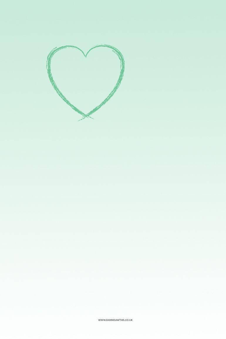 Heart On Ombre Mint Green Iphone Background