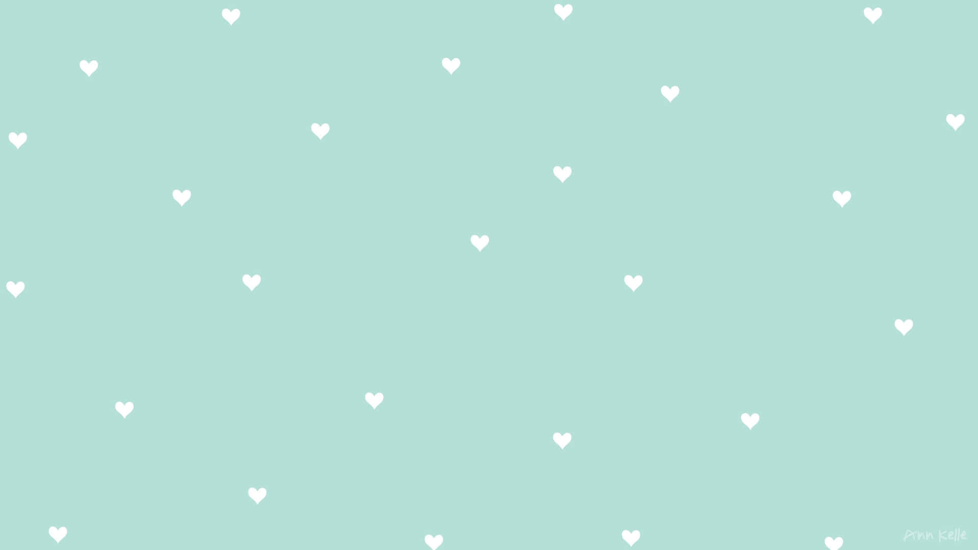 Heart Patterns On Pastel Blue Aesthetic Desktop Background