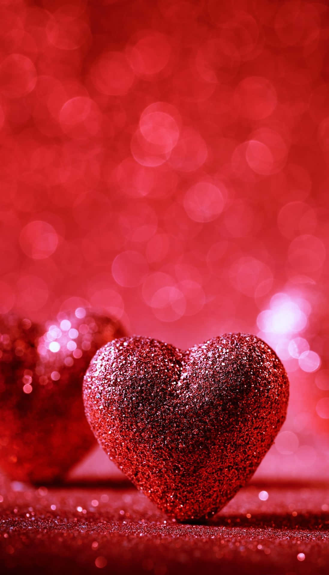 Heart Red Glitter Bokeh Style