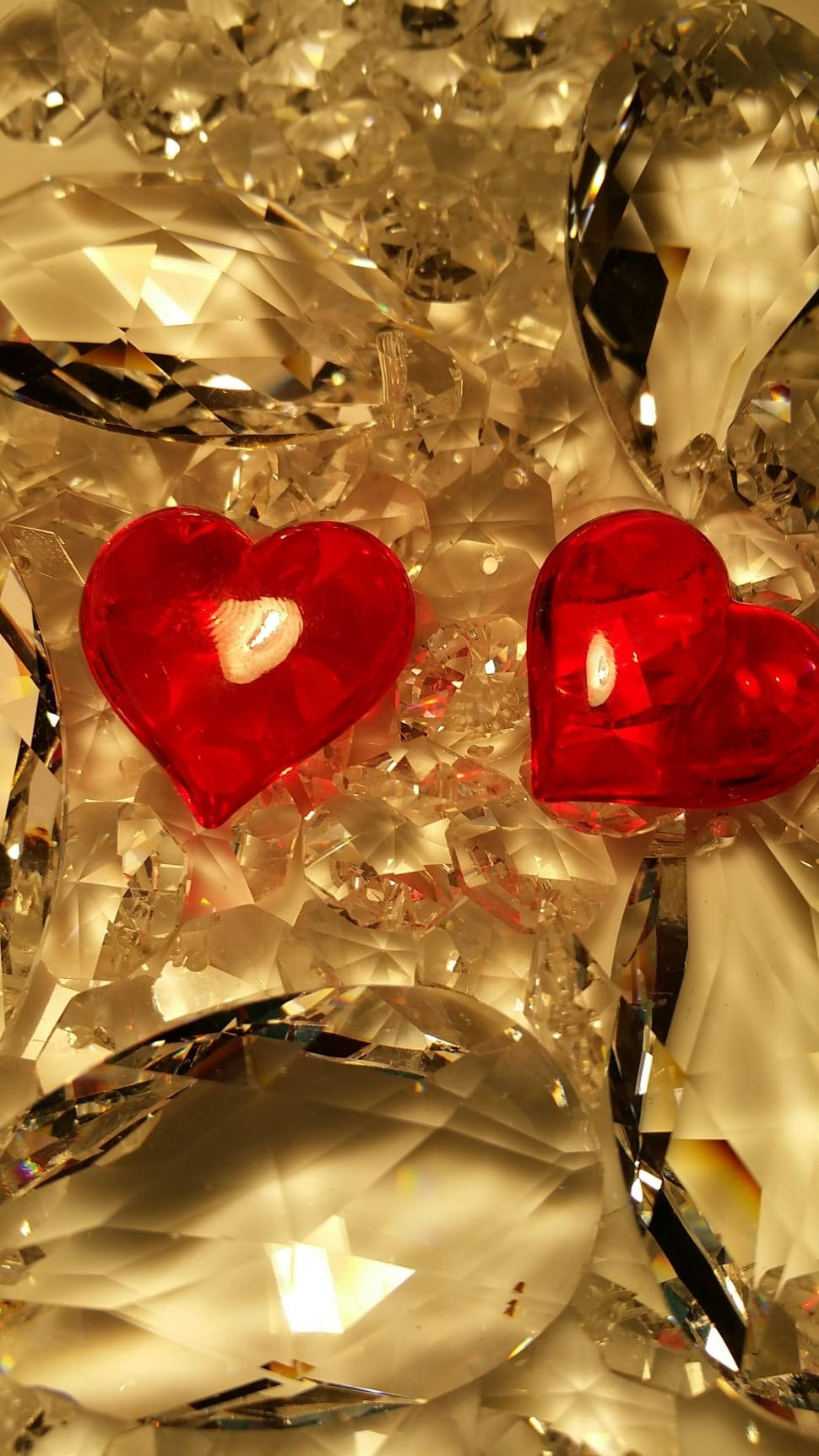 Heart Shape Red Crystals Background