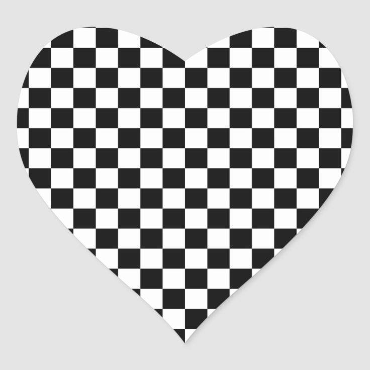 Heart Shape With Black And White Squares Background