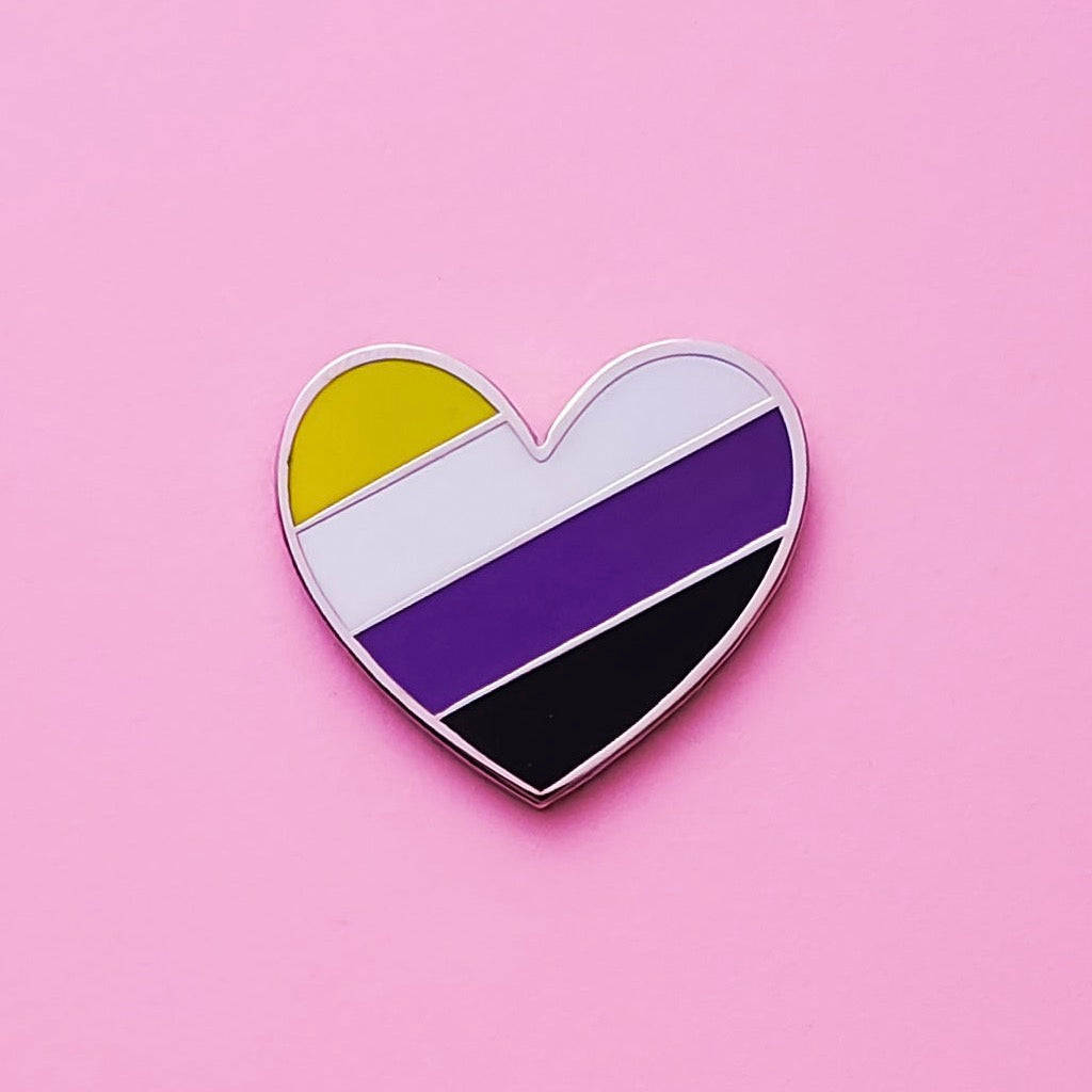 Heart Shape With Nonbinary Pride Colors Background