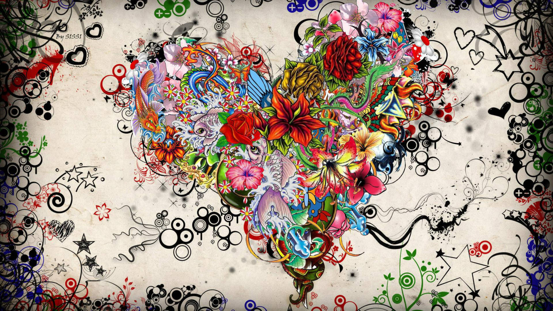 Heart-shaped Abstract Artwork Created In Canva Background