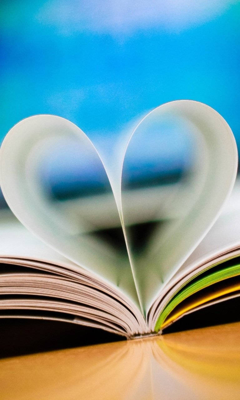 Heart-shaped Book Pages Love Phone Background