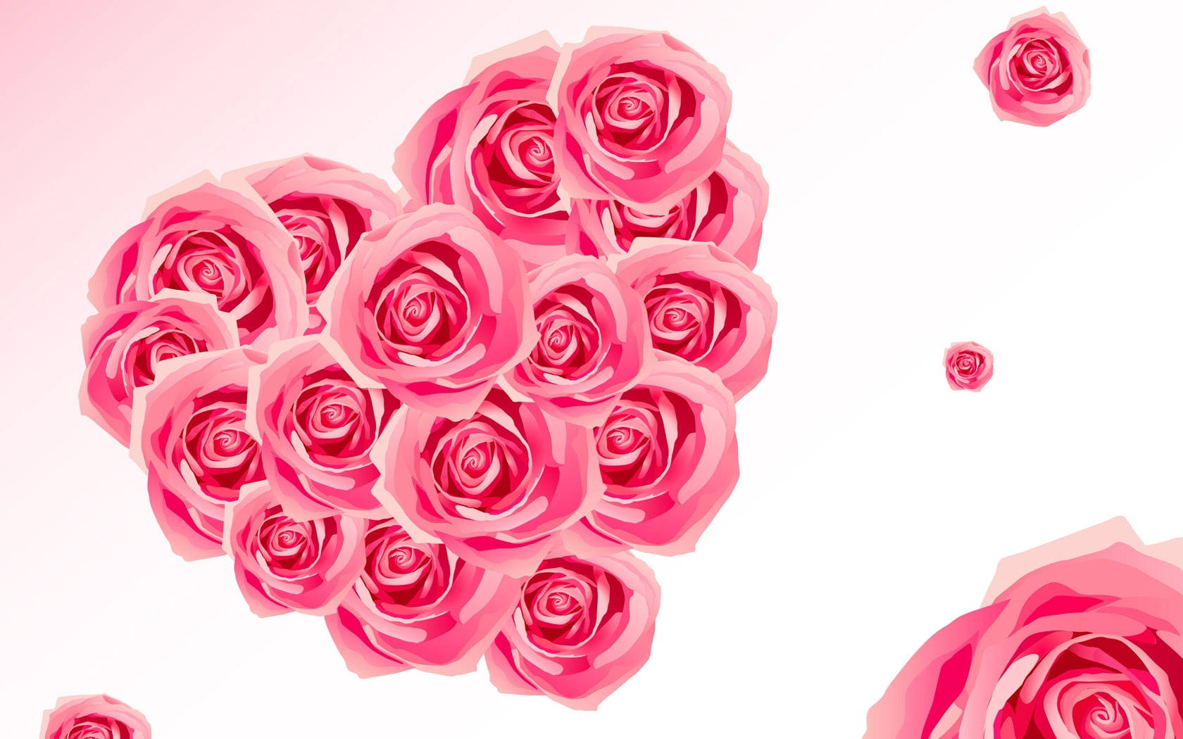 Heart-shaped Cluster Of Pink Roses Background