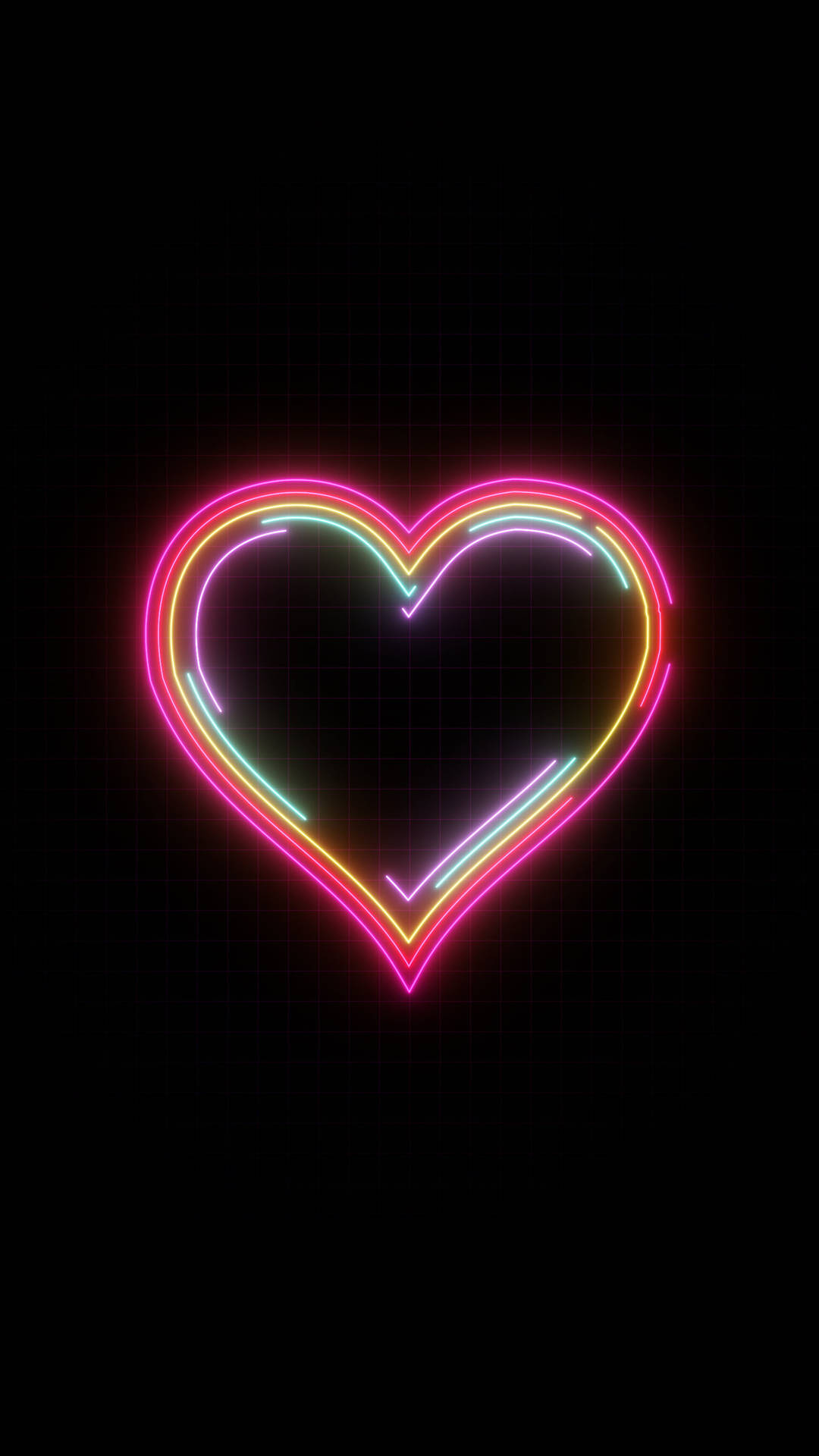 Heart-shaped Neon Phone Background