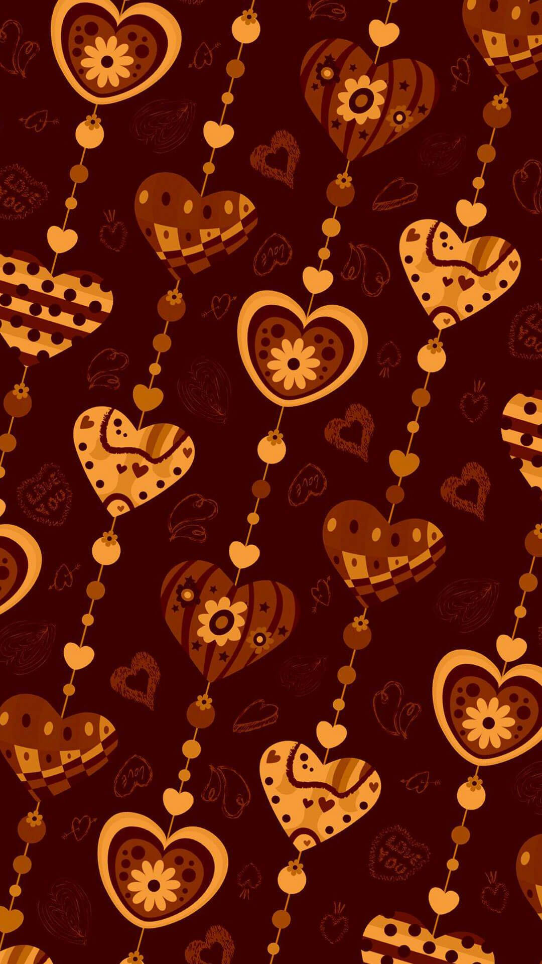 Heart Shapes Brown Iphone Background