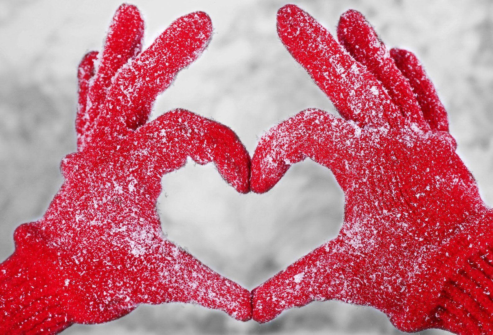 Heart Snow Glove Love Full Hd Background