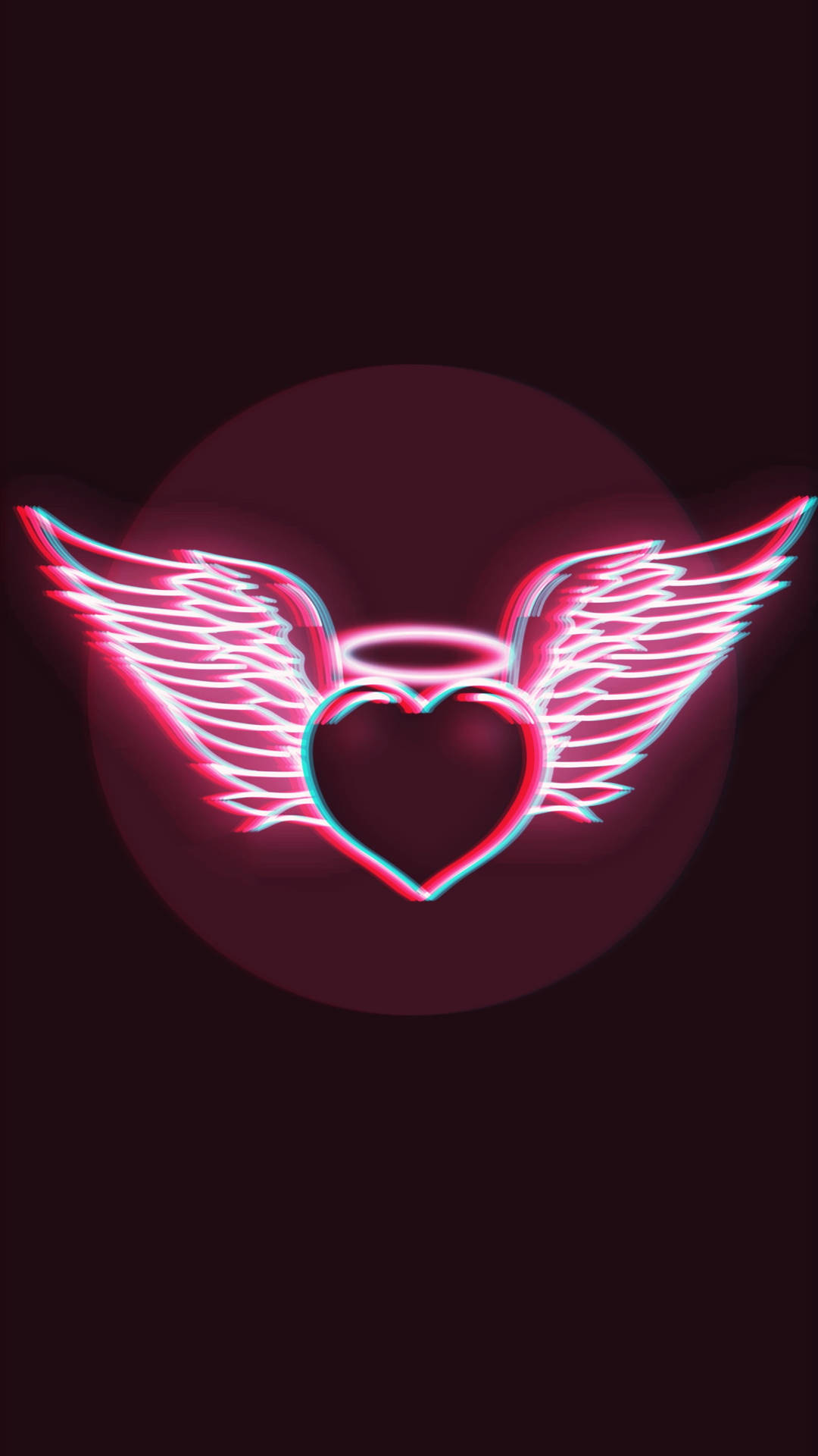 Heart With Wings Neon Aesthetic Iphone Background