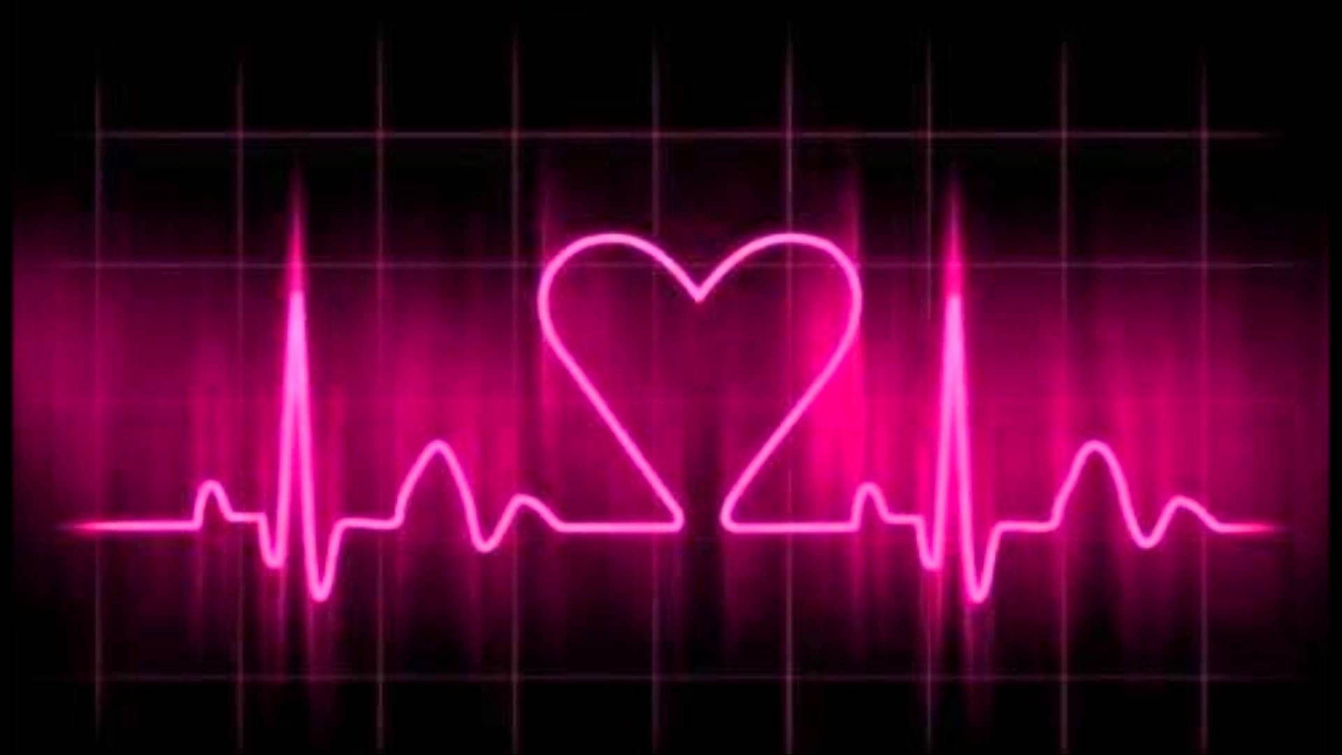 Heartbeat Neon Dark Pink Background