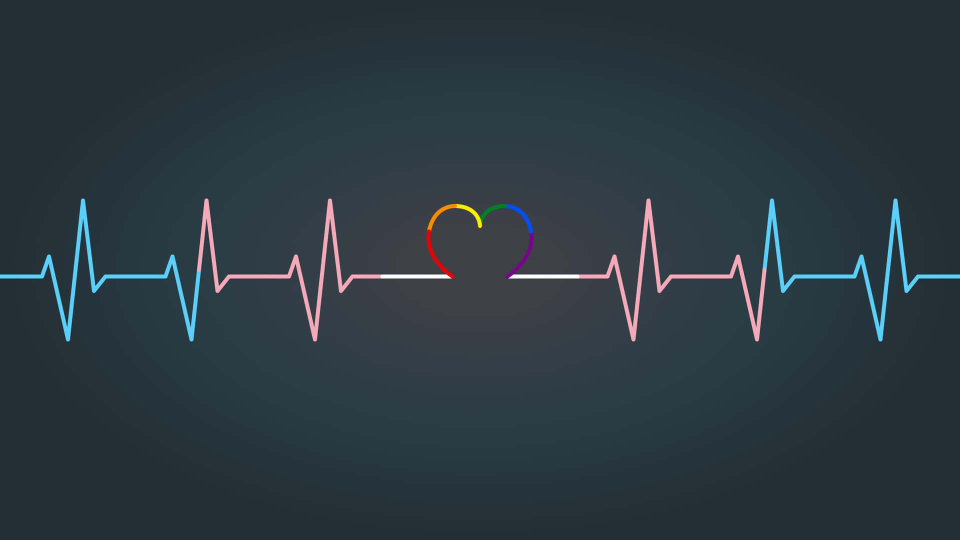 Heartbeat With Rainbow Heart Symbol Background