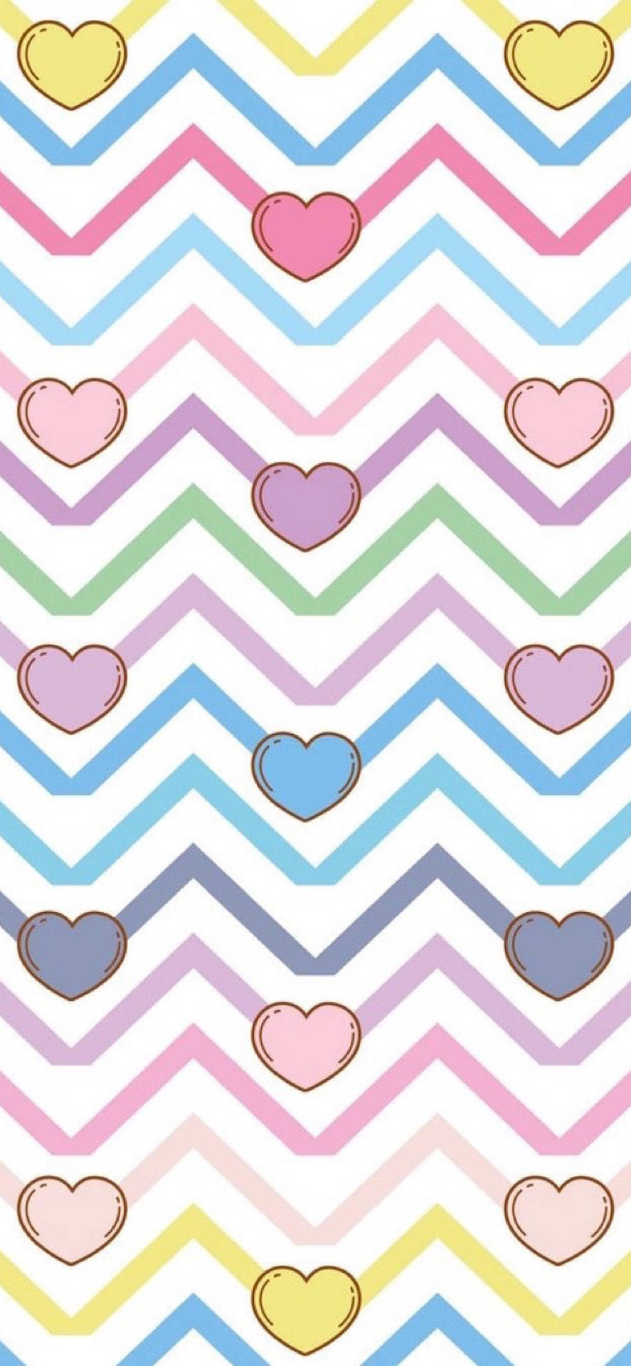 Hearts And Chevron Cute Pastel Colors