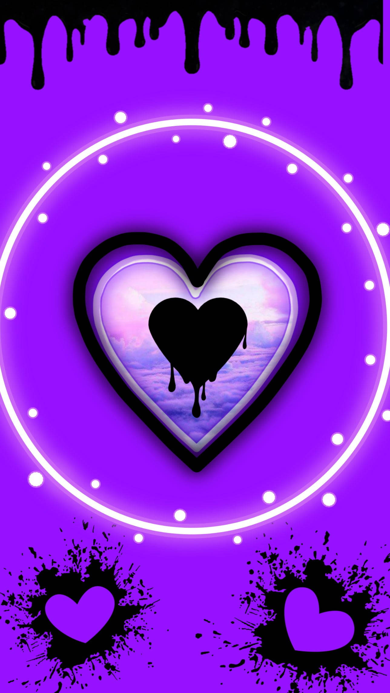 Hearts Of Black And Purple Phone Background