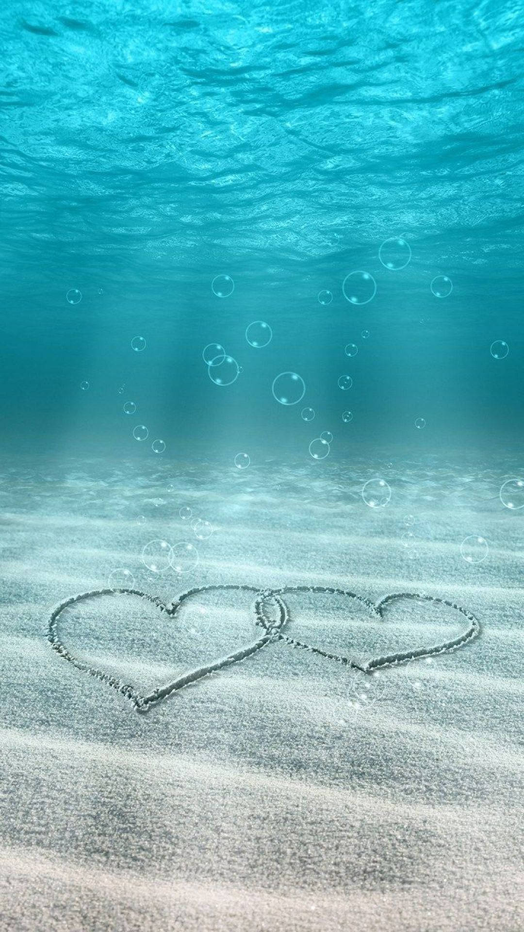 Hearts Underwater Love Phone Background